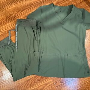 Med Couture Olive Green Scrub Top